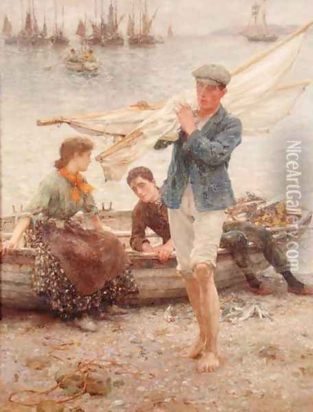 Return from Fishing, 1907 Oil Painting - Henry Scott Tuke