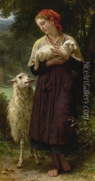 L'agneau Nouveau-ne (the Newborn Lamb) Oil Painting - William-Adolphe Bouguereau