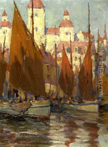 Harbour Scene Oil Painting - Farquhar McGillivray Strachen Knowles