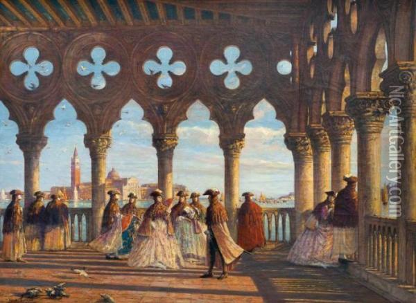 Carnaval En Venecia Oil Painting - Joseph Saint-Germier