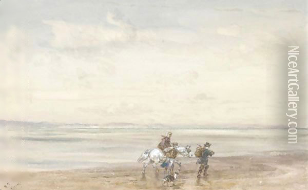 Crossing The Sands 2 Oil Painting - David Cox
