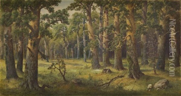 Forest Oil Painting - Jozef Guranowski