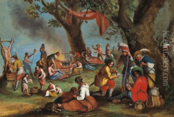 Rastende Zigeuner Oil Painting - Jacques Callot