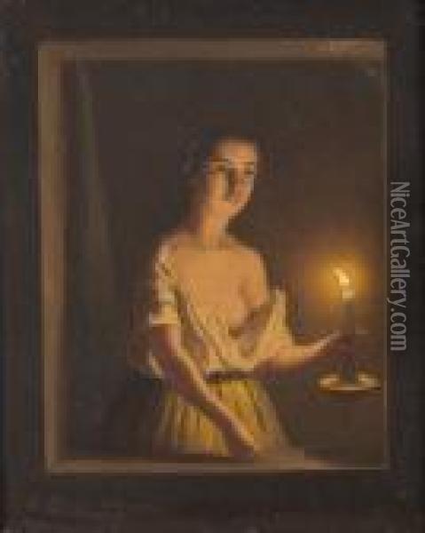 Madchen Mit Kerze Am Fenster Oil Painting - Johann Mongels Culverhouse