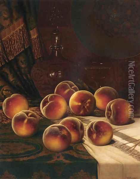 Still Life with Peaches Oil Painting - William Mason Brown