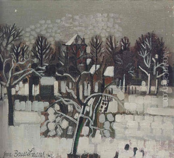 Tuin Onder De Sneeuw Oil Painting - Jean Brusselmans