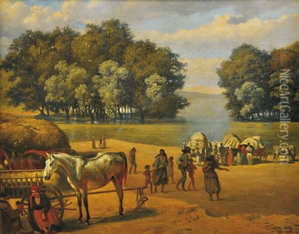 Wanderers Oil Painting - Emanuel Salomon Freiherr von Friedberg-Mirohorsky