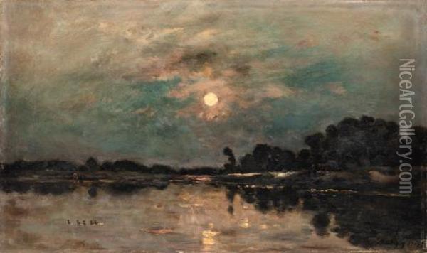 Bord De Riviere Au Clair De Lune Oil Painting - Charles-Francois Daubigny