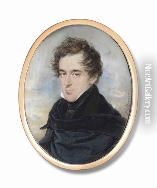 Prince Edward Maria Lichnowsky (1789-1845), Wearing A Black Cloak Oil Painting - Moritz Michael Daffinger