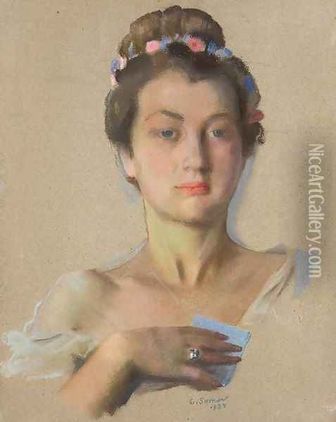 Portrait of Aleksandra Levchenko Oil Painting - Konstantin Andreevic Somov