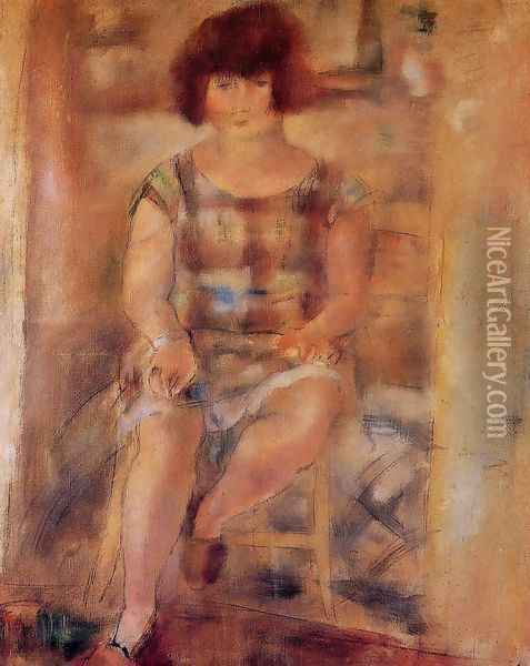 Ludy after Shampooing Oil Painting - Jules Pascin