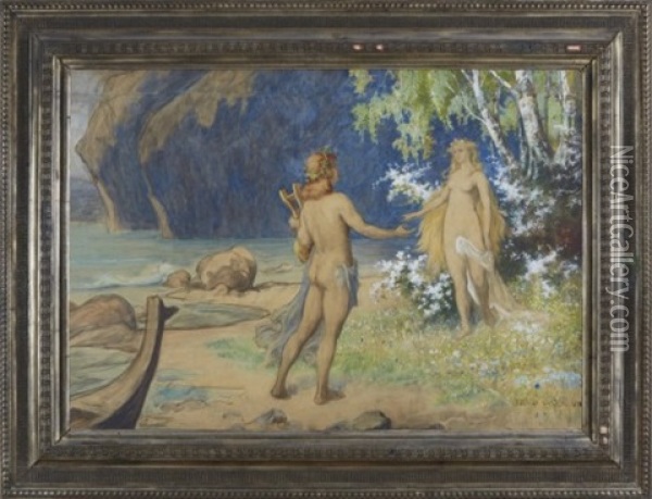 Bragi Und Idun Oil Painting - Edmund Herger