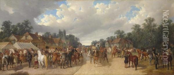 Boroughbridge Horse Fair Oil Painting - John Frederick Herring Snr