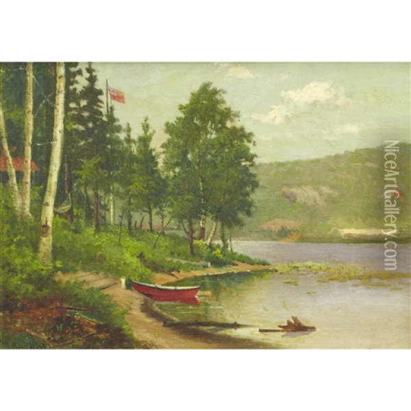 Shoreline Near Camp Oil Painting - William Raphael