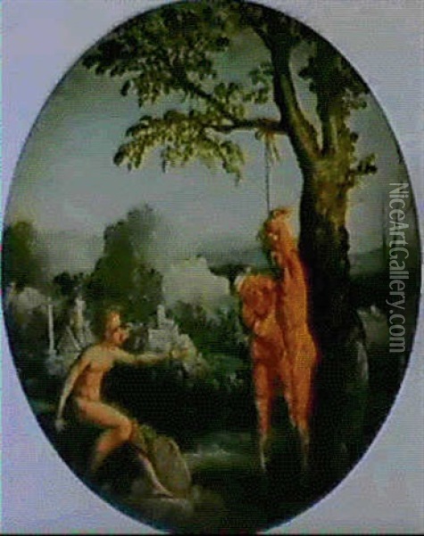 Apollon Et Marsyas Oil Painting - Jan Van Scorel