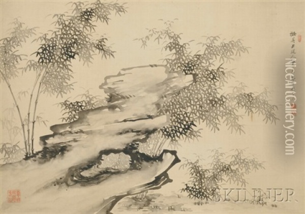 Bamboo And Rocks Oil Painting -  Li Shiyuan