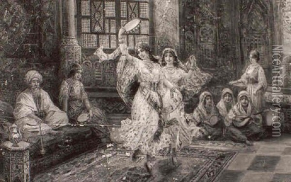 In The Harem Oil Painting - Otto Pilny