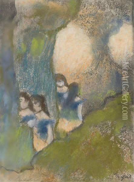 Danseuses Dans Les Coulisses Oil Painting - Edgar Degas