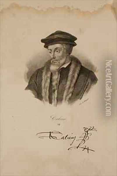 Portrait of John Calvin 1509-64 Oil Painting - Francois Seraphin Delpech