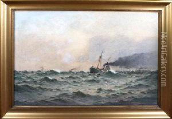 Two Steam Trawlers Oil Painting - William Thomas Nicholas Boyce