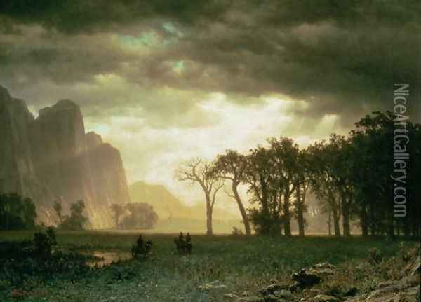 Passing Storm in Yosemite, 1865 Oil Painting - Albert Bierstadt