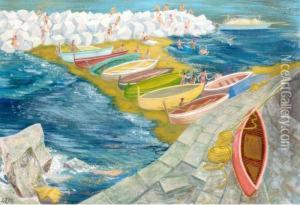 Swimming And Boating In The Sun Oil Painting - Joseph Decker
