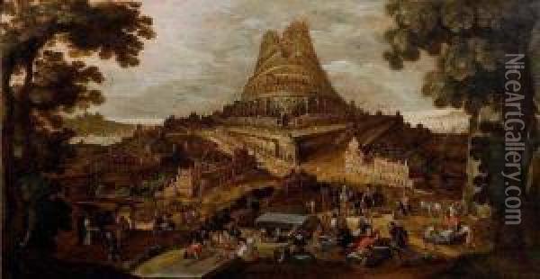 La Construction De La Tour De Babel Oil Painting - Hendrick van Cleve