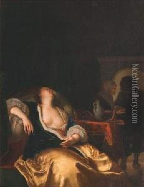 La Courtisane Endormie Oil Painting - Frans van Mieris