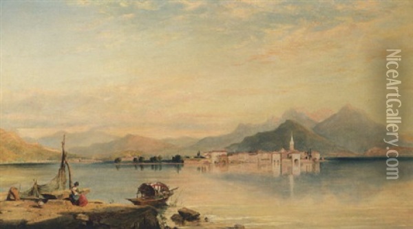 Veduta Del Lago Maggiore Oil Painting - George Edwards Hering