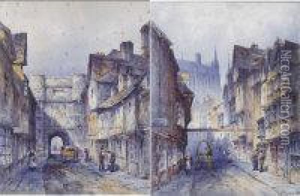 Stonegate, York, And Bootham Bar Oil Painting - Thomas, Tom Dudley