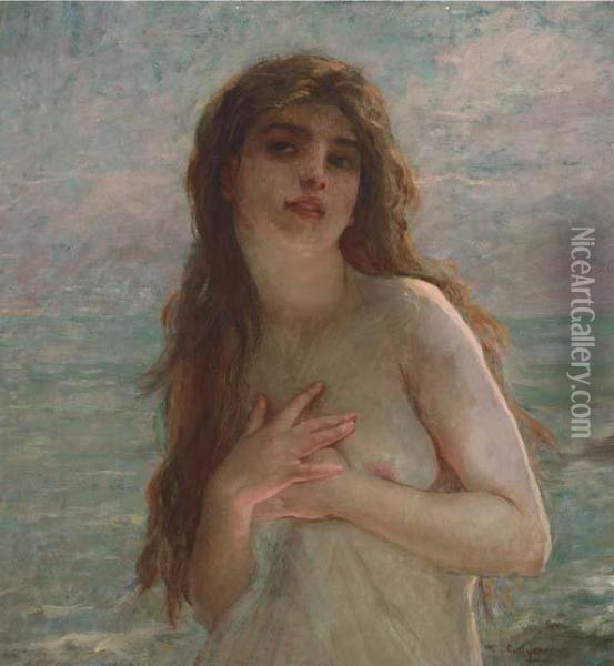 A Maiden On The Shore Oil Painting - Charles Amable Lenoir