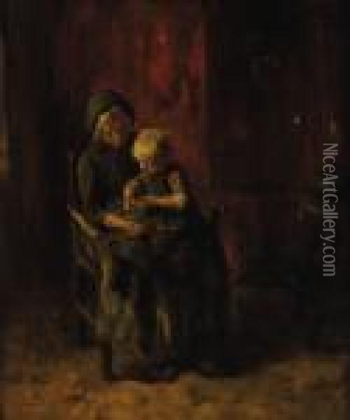 Mother And Child Oil Painting - Jacob Simon Hendrik Kever