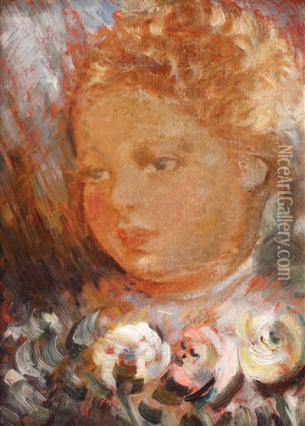 Fetita Blonda Oil Painting - Bob (Gheorghe) Bulgaru