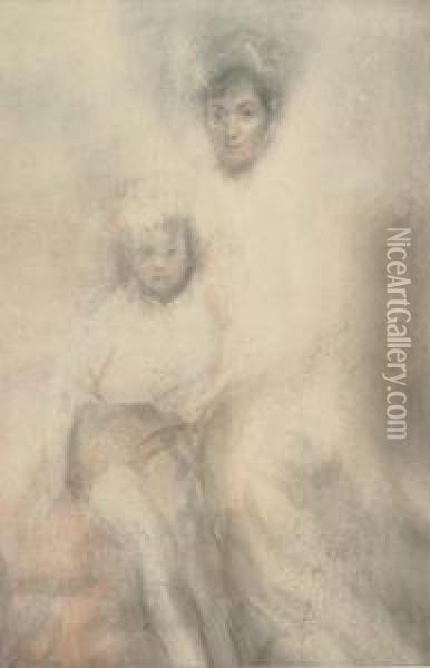 Mother And Child Oil Painting - Ambrose McEvoy