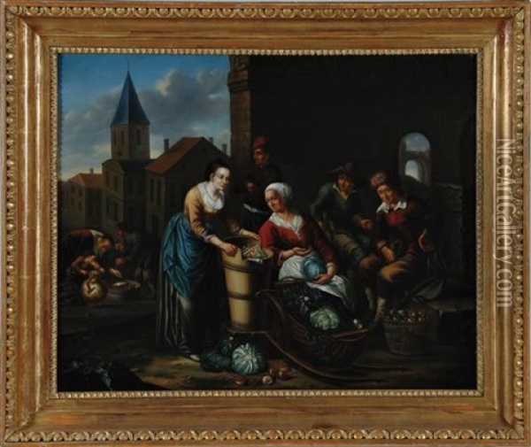 Market Scene Oil Painting - Joseph Dorn