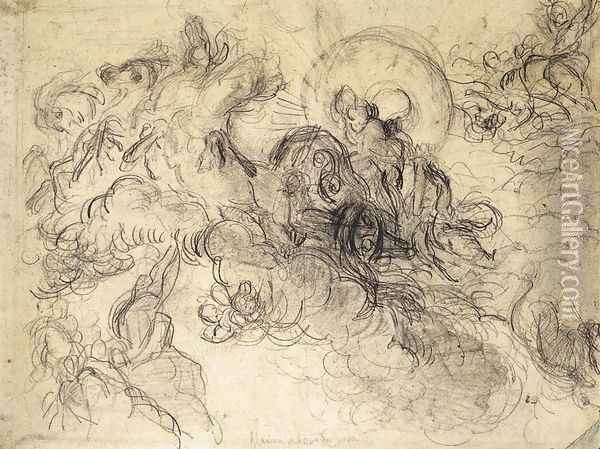 Apollo Slays Python c. 1850 Oil Painting - Eugene Delacroix