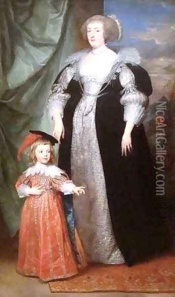 Marie Claire de Croy Duchesse dHarvr and Child Oil Painting - Sir Anthony Van Dyck