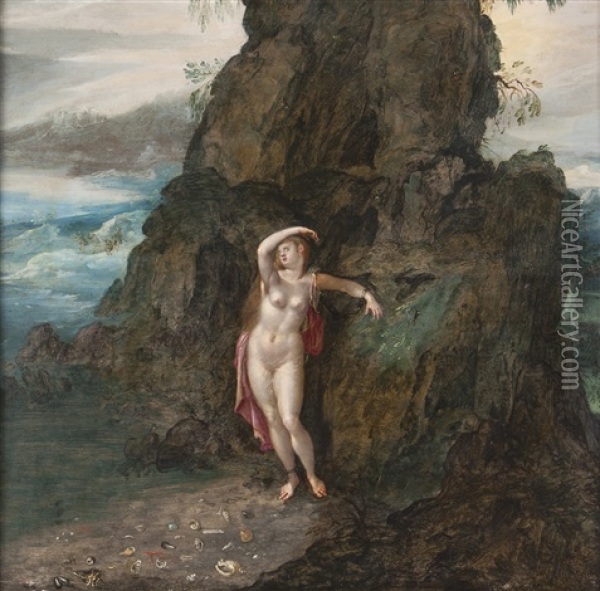 Mosan Landscape Angelica At The Rock Oil Painting - Herri met de Bles