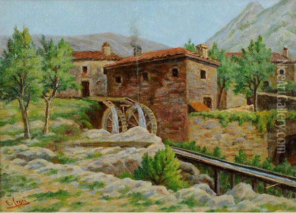 Paese In Carso Oil Painting - Ernesto Croci