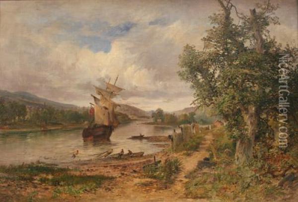 Landscape With River Oil Painting - James Hall Cranstoun