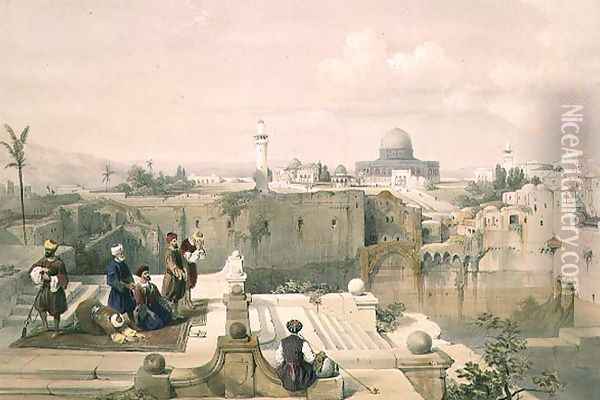 Mosque of Omar showing the Site of the Temple, plate 8 from Volume I of The Holy Land, engraved by Louis Haghe 1806-85 pub. 1842 Oil Painting - David Roberts