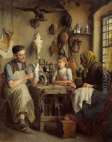 Taxidermist Oil Painting - Leopold Loeffler