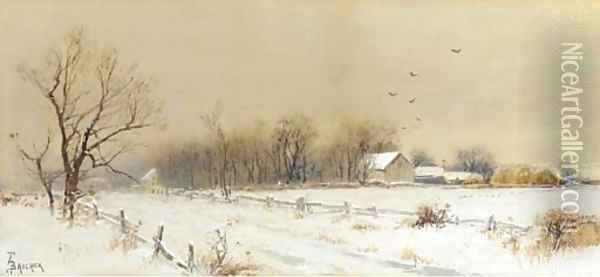 Farmhouse in the Snow Oil Painting - Alfred Thompson Bricher