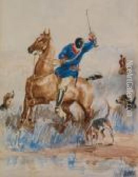 Chasse A Courre Avec Piqueur Et Ses Chiens Oil Painting - Henri De Toulouse-Lautrec