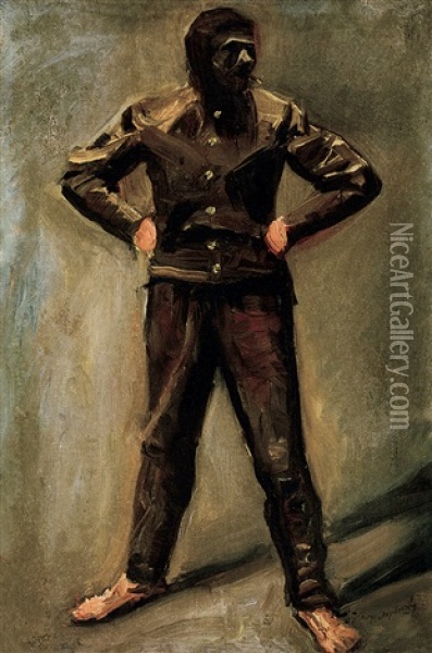 Standing Vagabond Oil Painting - Laszlo Mednyanszky