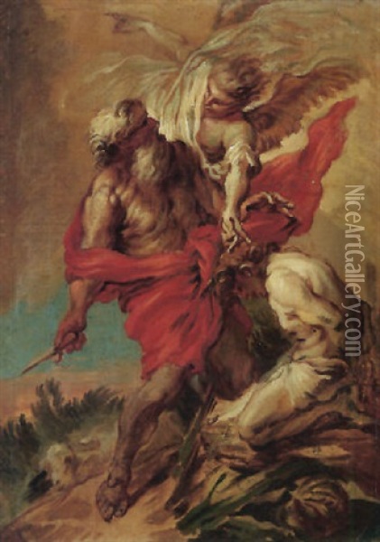 The Sacrifice Of Isaac Oil Painting - Giovanni Benedetto Castiglione