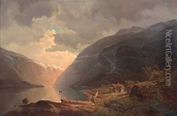 Hardangerfjorden Oil Painting - Anton Bergh