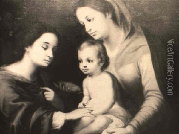 The Mystic Marriage Of St. Catherine Oil Painting - Bartolome Esteban Murillo