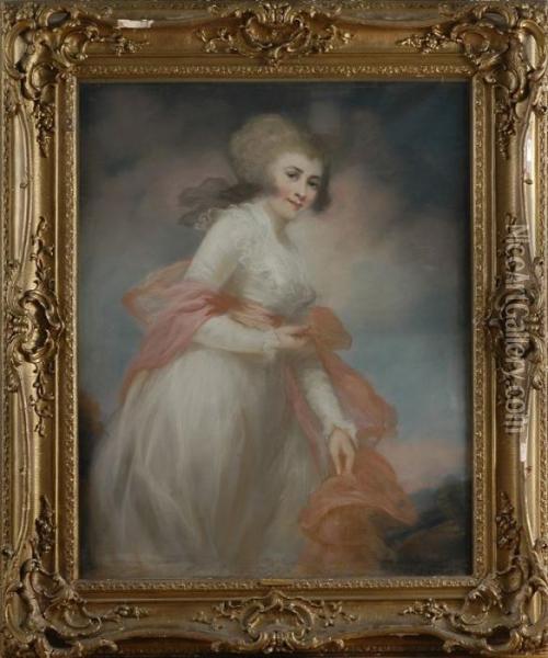 Portrait Of A Lady, Said To Be The Honorable Mrs. Stanhope Oil Painting - Ozias Humphrey