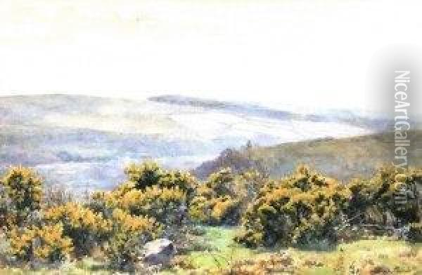 The Gorse Field, 
Dartmoor Oil Painting - Bernard Cecil Gotch